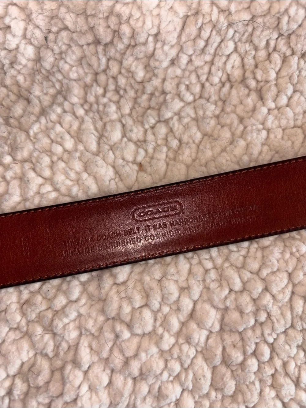Vintage Coach Black Leather Belt Brass Buckle Brown Lining Size 40